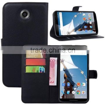 Litchi Pattern Soft Wallet Stand Leather Case For Moto Nexus 6