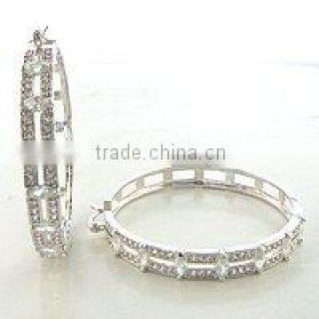 Latest Rhodium Plated Popular CZ Hoop Earrng For Ladies