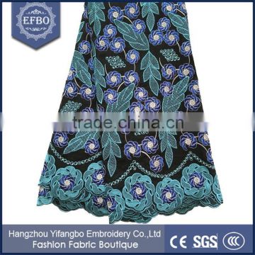 2016 hot sale african fabrics blue dry lace wholesale indian cotton dress fabric aso ebi embroidery china swiss voile lace