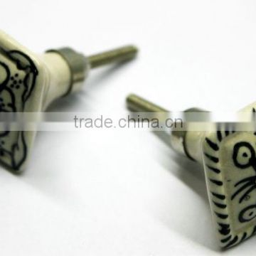 Hand Painted Natural Base Latest Design Ceramic Knobs - ready to use