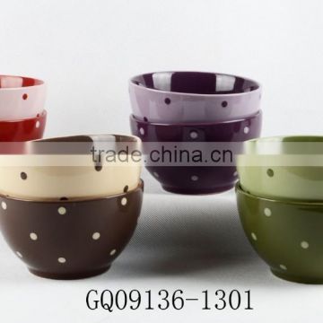 5'' ceramic bowls with dots and gift box packing for promotional