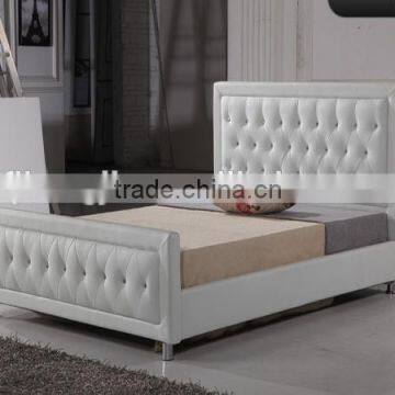 Modern Comfortable White PVC Fabric Bed for Bedroom Furniture