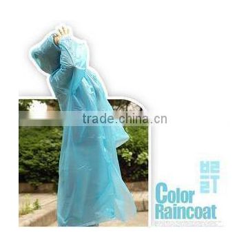 Green Color Disposable Printed PE Poncho