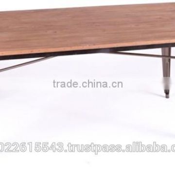 cheap Metal base wood top Dining Table
