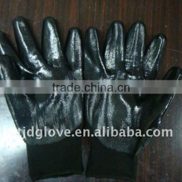 Welding gloves . 13G black nylon with black nitirle smooths finish coating open back Nitirle working safety gloves