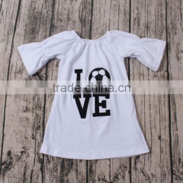 2016 yawoo long sleeve letter and soccer embroidery cotton tops new style girls shirts