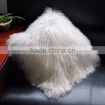 YR153 Pillow for Sofa and Seat/Comfortable Real Tibet Lamb Fur Pillow Cover