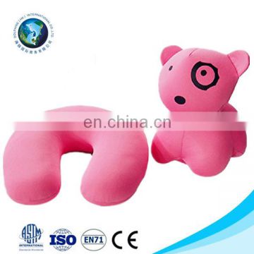 Microbeads Spandex Reversible U Shape Neck Pillow Case Fashion Cartoon Soft Plush Pink Dog Toy 2 in 1 Travel Neck Rest Pillow