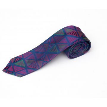 Striped Purple Mens Silk Necktie Extra Long Paisley