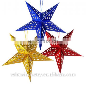 Factory Supply Shopping Mall Hanging Laser Stars Three-dimensional Handmade Hanging Paper Star Lantern for Decoration