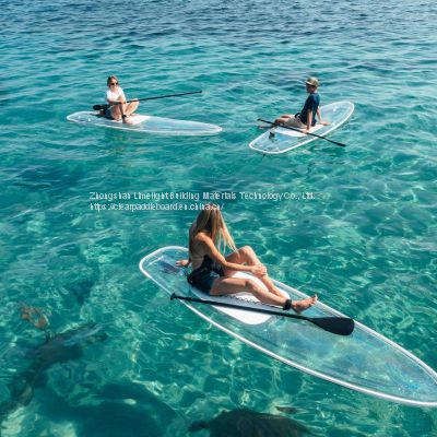 2021 hottest selling clear stand up paddle board transparent SUP board with ankle leash and paddle