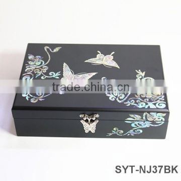 Mother of pearl mirror luxury wooden jewellery box