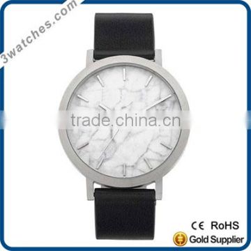 brand marble stone dial watch stainless steel watch quartz watch waterproof genuine leather band OEM ODM marble dial watch
