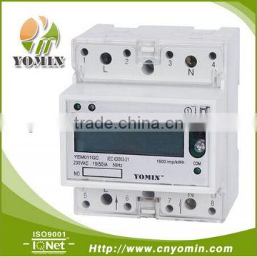 ISO 9001 Factory YEM011GC Single Phase Electronic Din Rail Energy Meter , Active Energy Meter RS485 Communication Energy Meter/