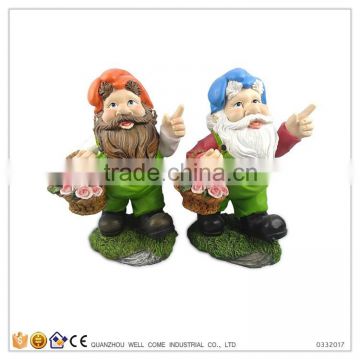 Resin Garden Gnomes With Carrying A Basket Of Flowers Wholesale