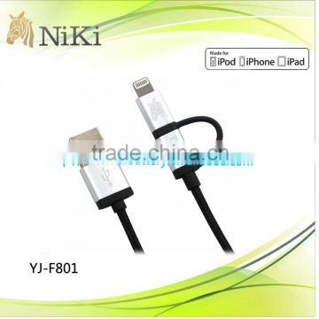 Fast Charging Micro + 8pin 2in1 Charging USB Data Sync Cable for iPhone/Samsung