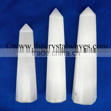 Selenite wholesale Pencil 6 to 8 Facets Single Terminated Point Khambhat Gujarat India crystal waves
