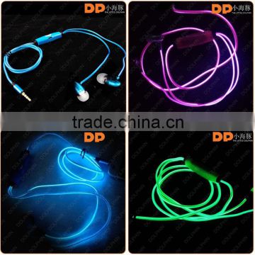 Customized logo available EL wire earphone sport glowing for alibaba earphone