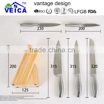 knife set/knives with wooden block/knives with stainless steel hollow handle