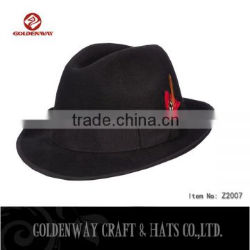 High Quality Bulk Sale Custom Made 100% Wool Felt Mens Women Short Brim Fedora Hat Wholesale