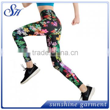 92%polyester 8%spandex women's Flower leggings wholesale 2017 KX014