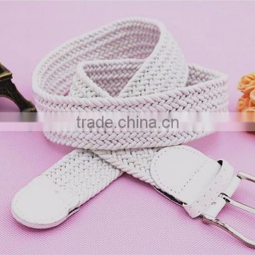 2016 Factory Cheap Price White Leisure style Girls Jeans Belt Woven canvas stretch belt