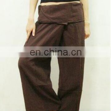Wholesale 50%linen 50%cotton Loose fitted yoga printed thai pants