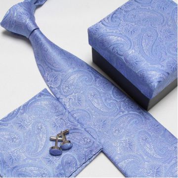 Blue Summer Mens Jacquard Neckties Skinny Classic Strips