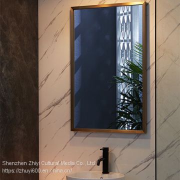 Nordic brass rectangular bathroom wall-mounted mirror/dressing table mirror, full-length mirror gold customization