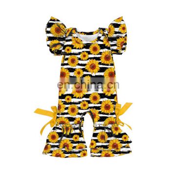 Floral sunflower pattern printing Romper jumpsuit Baby Knitted Romper One Piece Jumpsuit for wholesale price