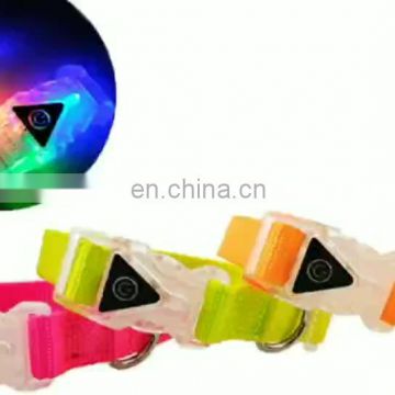 Soft material dog collar with LED light collar adjustable