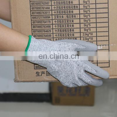 Protective Cutting Glass Anti Slip Reusable Pu Palm Coated Construction Gloves