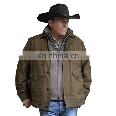 2021 Christmas Amazon wish European and American new solid color Multi Pocket single breasted jacket men's coat
