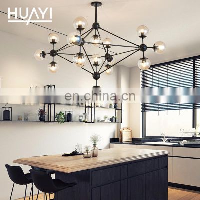 HUAYI Hot Sale Indoor Hotel Drawing Room Dinning Room Modern LED Crystal Glass Chandeliers Pendant Lights