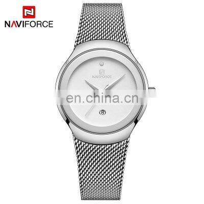 NAVIFORCE NF5004 Women Simple Style Dial Auto Date Watches Luxury Brand Stainless Steel Quartz Wristwatch