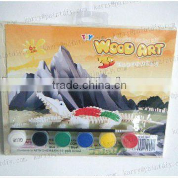 DIY WOODEN DINOSAUR WITH 6 COLORS ACRYLIC PAINT GLUE AND A BRUSH EDUCATIONAL TOYS