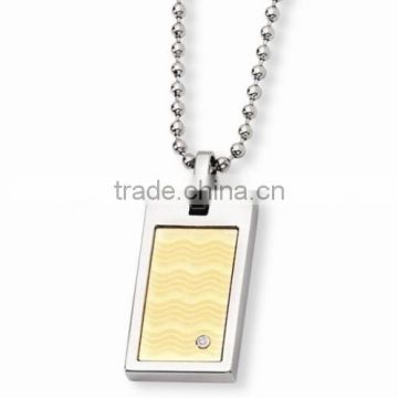 yellow carbon fiber inlay stainless steel dog tag
