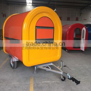 7.6*5.5ft Yellow and orange Food Van/Street Food Vending Cart For Sales,Hot Dog Cart/Mobile Food Trailer With Big Wheels