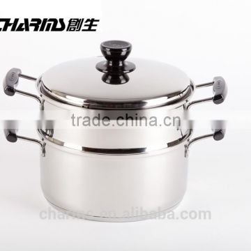 2015 New Charms 2 layers multi function stainless steel bamboo steamer pot with handle & lid, stainless steel steamer