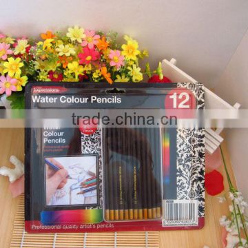 7" Water Color pencils in metallic box with blister pack / black water color pencil with gold color cap dip / color pencil