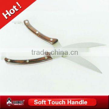 Stainless steel poultry scissors with wooden handle