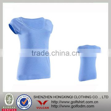 Gray color O Neck T Shirts For Women Short Sleeve Bamboo Spandex Fiber