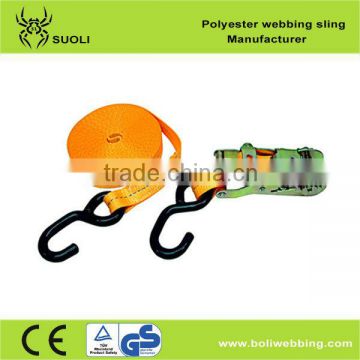 polyester sling belt s hooks ratchet tie down with s hook
