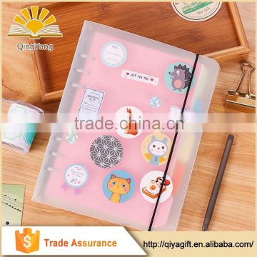 simple style transparent cover spiral notebooks with elastic band refillable notebooks with PVC bag