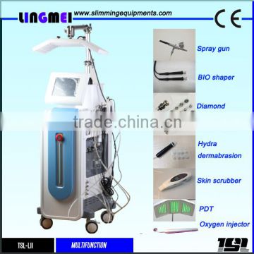 Wrinkle Removal LINGMEI Portable 7 In 1 LED PDT Micro Current Oxygen Injector Facial Diamond Mikrodermabrasion Machine Anti Aging Machine