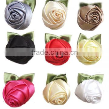 satin rose flower with leafs