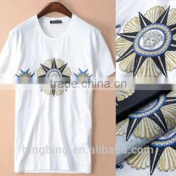 2015 latest design wholesale T-shirt with beatiful embroidery