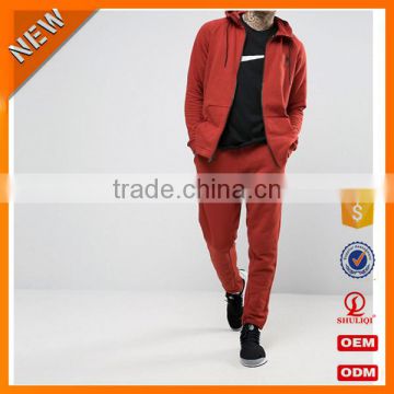shuliqi factory custom plain modern tracksuit set wholesale men 65% cotton 35%polyester gym jogging tracksuit in red
