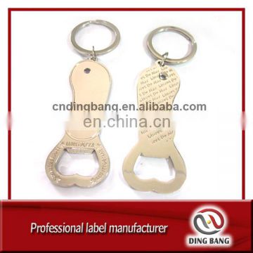 Professional OEM Factory Custom Made Embossed Logo And Key Ring Type Creative Design Flip Flop Metal Keychain Bottle Opener