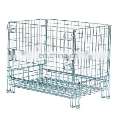 galvanized foldable metal turnover box,cheap stack easily welded turnover metal box,collapsible Warehouse \tCrate
